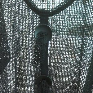 Sheer black three quarter length sleeve crop top